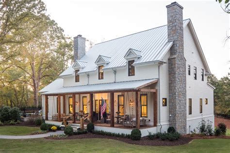 White Exterior Home with a Metal Roof Ideas 